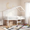 Lit haut sans matelas blanc 90x200 cm bois de pin massif 