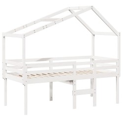Lit haut sans matelas blanc 90x200 cm bois de pin massif 