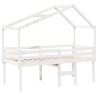 Lit haut sans matelas blanc 90x200 cm bois de pin massif 