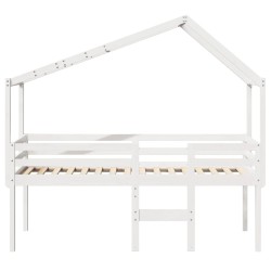Lit haut sans matelas blanc 90x200 cm bois de pin massif 