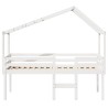 Lit haut sans matelas blanc 90x200 cm bois de pin massif 