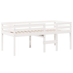 Lit haut sans matelas blanc 90x200 cm bois de pin massif 