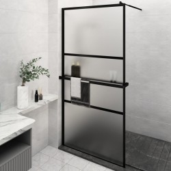 Paroi de douche avec étagère Noir 115x195cm Verre ESG&Aluminium 