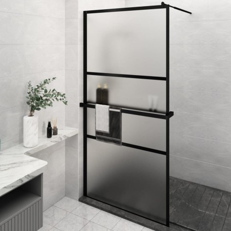 Paroi de douche avec étagère Noir 115x195cm Verre ESG&Aluminium 