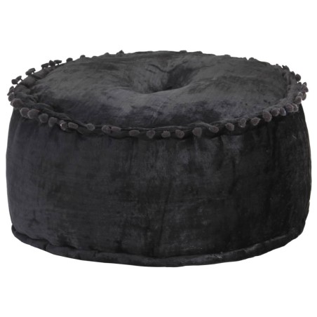 Pouf Rond Velours 40x20 cm Anthracite 