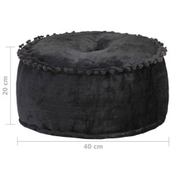 Pouf Rond Velours 40x20 cm Anthracite 