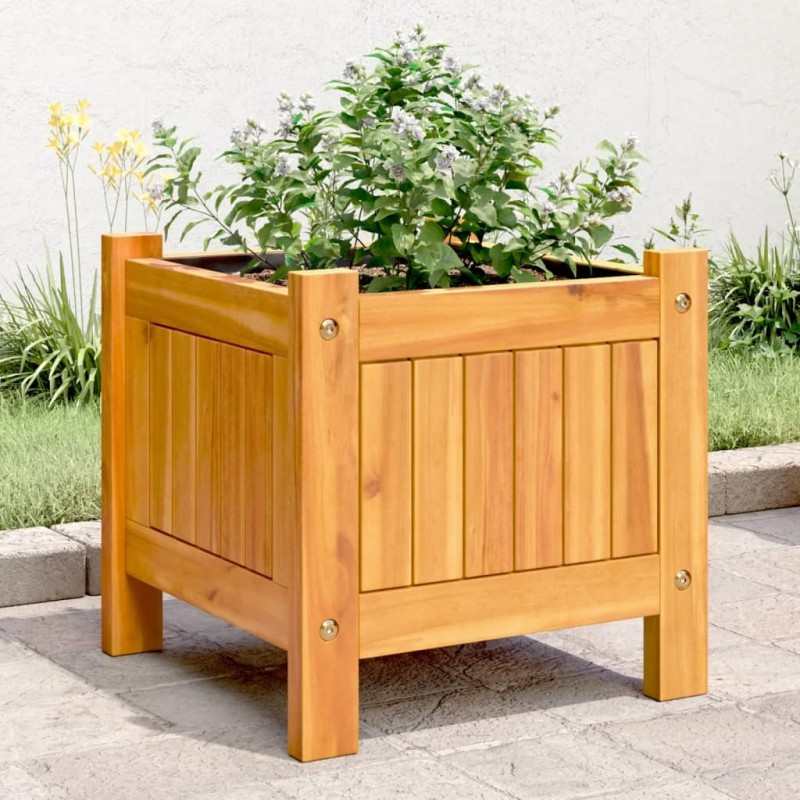 Jardinière avec doublure 31x31x30 cm bois massif d'acacia Jardinière avec doublure 31x31x30 cm bois massif d'acacia