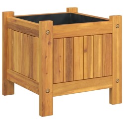 Jardinière avec doublure 31x31x30 cm bois massif d'acacia 