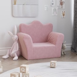Canapé pour enfants rose peluche douce 
