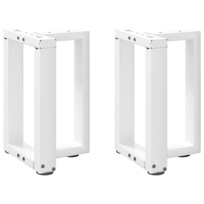Pieds de table basse en T, 2 pièces, blanc, 28 x 25 x (42-43) cm, acier 