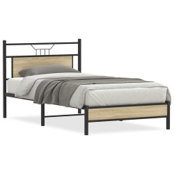 Cadre de lit sans matelas chêne sonoma 107x203 cm 