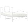 Cadre de lit métal sans matelas et pied de lit blanc 107x203 cm 