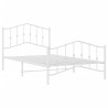 Cadre de lit métal sans matelas et pied de lit blanc 107x203 cm 