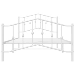 Cadre de lit métal sans matelas et pied de lit blanc 107x203 cm 