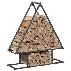 Portant de bois chauffage anthracite 80x25x90 cm 