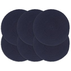 Napperons 6 pcs Bleu marine Plain 38 cm Rond Coton  