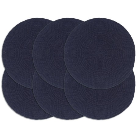 Napperons 6 pcs Bleu marine Plain 38 cm Rond Coton  