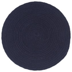 Napperons 6 pcs Bleu marine Plain 38 cm Rond Coton  