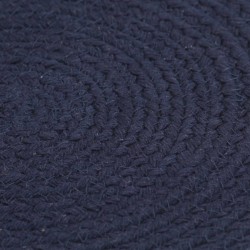 Napperons 6 pcs Bleu marine Plain 38 cm Rond Coton  