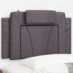 Coussin de tête de lit gris 90 cm similicuir 