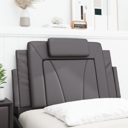 Coussin de tête de lit gris 90 cm similicuir 