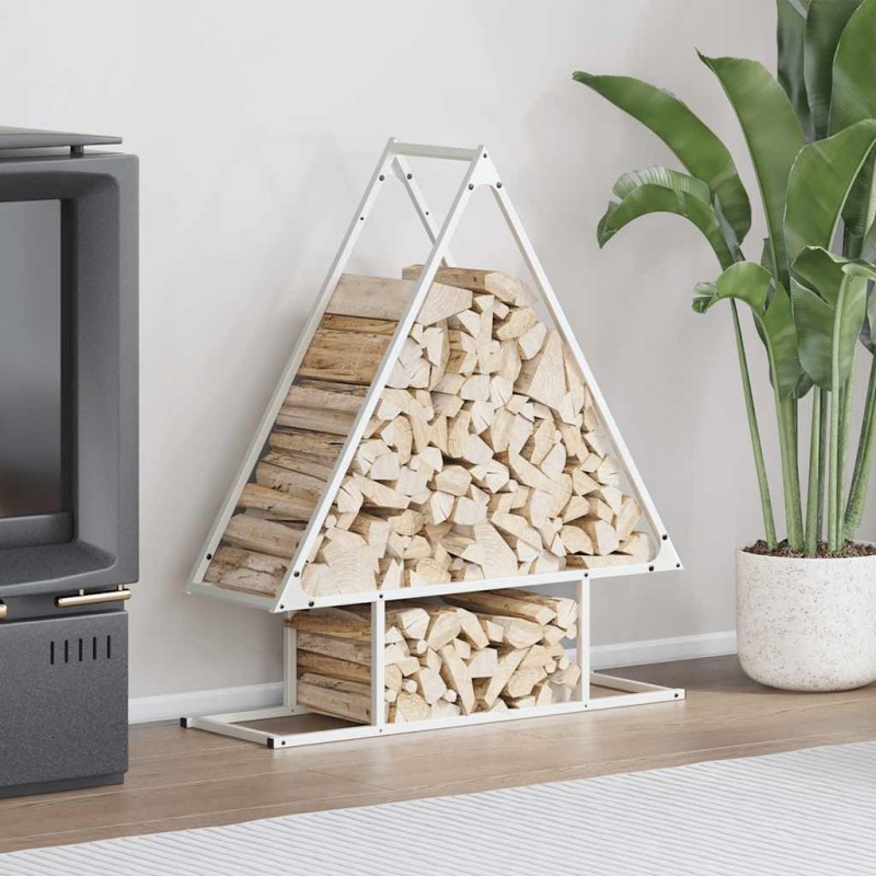 Portant de bois chauffage blanc 80x25x90 cm 