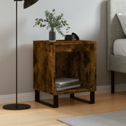 Table de chevet chêne fumé 40x35x50 cm bois d’ingénierie 
