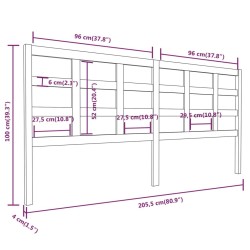 Tête de lit Marron miel 205,5x4x100 cm Bois massif de pin 