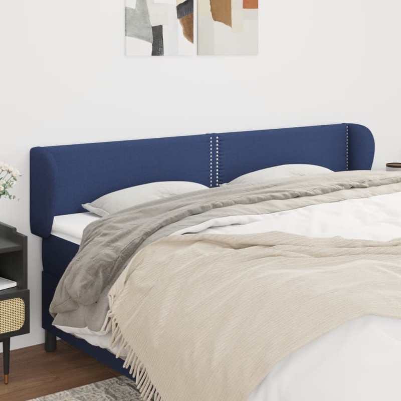 Tête de lit avec oreilles Bleu 183x23x78/88 cm Tissu 