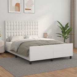 Cadre de lit sans matelas blanc 140x200 cm similicuir 