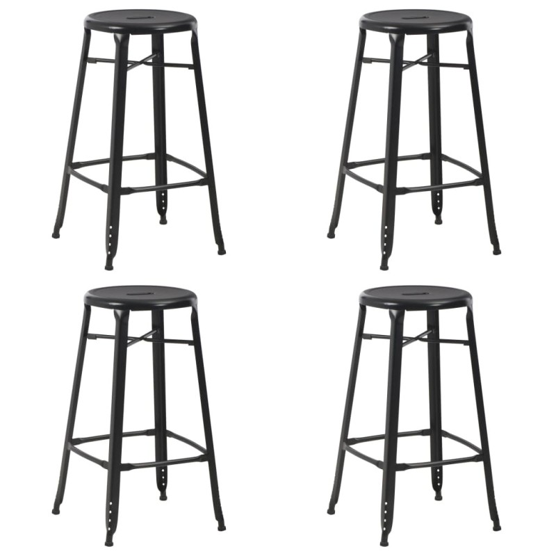 Tabourets de bar lot de 4 noir acier Tabourets de bar lot de 4 noir acier