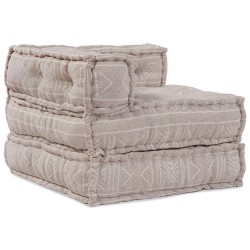 Canapé-pouf modulable 2 places qui se transforme en tissu marron clair 