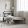 Cadre de lit métal sans matelas avec tête de lit noir 107x203cm 