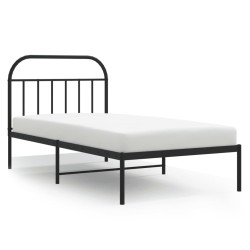 Cadre de lit métal sans matelas avec tête de lit noir 107x203cm 