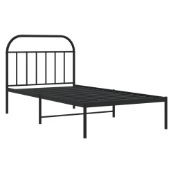 Cadre de lit métal sans matelas avec tête de lit noir 107x203cm 