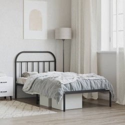 Cadre de lit métal sans matelas avec tête de lit noir 107x203cm 