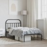 Cadre de lit métal sans matelas avec tête de lit noir 107x203cm 