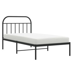 Cadre de lit métal sans matelas avec tête de lit noir 107x203cm 