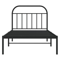 Cadre de lit métal sans matelas avec tête de lit noir 107x203cm 