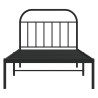 Cadre de lit métal sans matelas avec tête de lit noir 107x203cm 