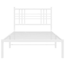 Cadre de lit métal sans matelas et tête de lit blanc 107x203 cm 