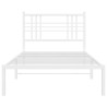Cadre de lit métal sans matelas et tête de lit blanc 107x203 cm 