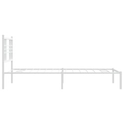 Cadre de lit métal sans matelas et tête de lit blanc 107x203 cm 