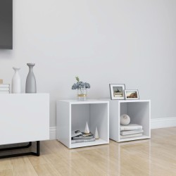 Meubles TV 2 pcs Blanc 37x35x37 cm Bois d’ingénierie 