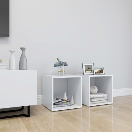 Meubles TV 2 pcs Blanc 37x35x37 cm Bois d’ingénierie 
