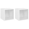 Meubles TV 2 pcs Blanc 37x35x37 cm Bois d’ingénierie 