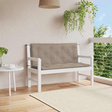 Coussin de banc de jardin taupe 120x(50+50)x7 cm tissu oxford 