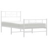 Cadre de lit métal sans matelas avec pied de lit blanc 80x200cm 