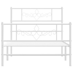 Cadre de lit métal sans matelas avec pied de lit blanc 80x200cm 