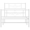 Cadre de lit métal sans matelas avec pied de lit blanc 80x200cm 